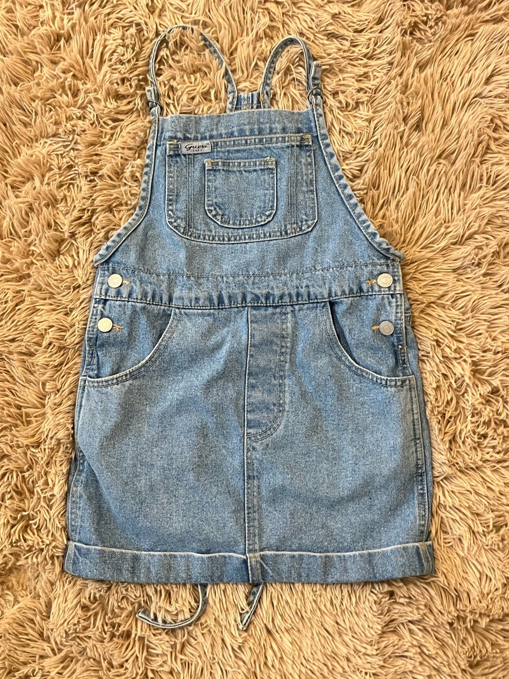 Vintage 90s Y2K Guess Denim Overall Skirt Girls 14 USA